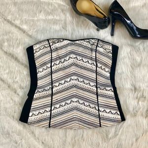 {White House Black Market} Zipper Corset Top